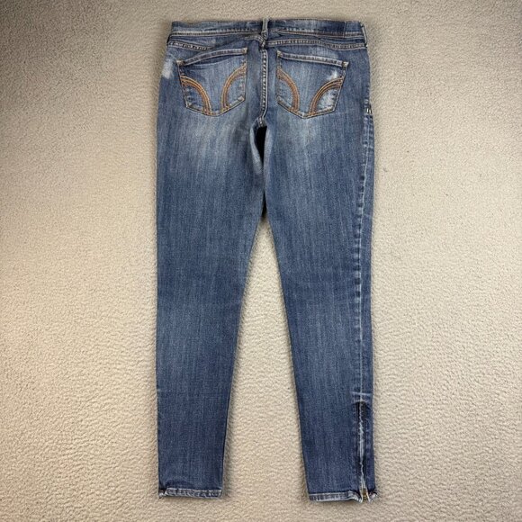 Hollister Jeans Women's Size 7 28W Blue Denim SOCAL Stretch Skinny Fit Ankle Zip - Picture 2 of 7
